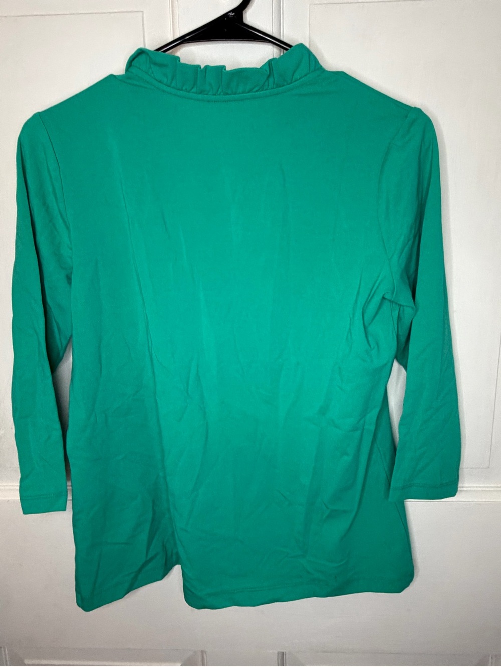 Appleseed's Teal Ruffle V-Neck 3/4 Sleeve Top - Picture 3 of 5